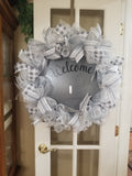 Interchangeable Wreath - White and Grey
