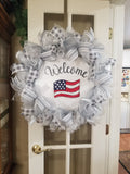 Interchangeable Wreath - White and Grey