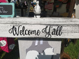 Plant Stands/Flag Holder - White with Black Distress - Welcome Y’all