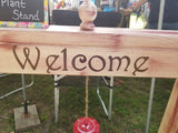Plant Stands/Flag Holder- Cream with Brown Distress-Welcome