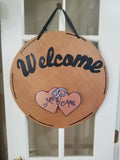 Interchangeable Season Piece - Mr. and Mrs. Hearts - Rose Gold Hearts with Silver Rings and Black lettering