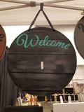 Interchangeable Base Circle - Welcome - Black with Grey Distress and Virdi lettering