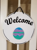 Interchangeable Base Circle - Welcome - White with Black Letters