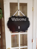 Interchangeable Base Plaque - Welcome - Black with White Letters