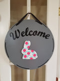 Interchangeable Base Circle - Welcome - Grey with Black Lettering