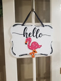 Interchangeable Base Plaque - Hello - White with Black Letters