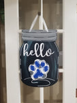 Interchangeable Base Mason Jar- Hello- Black with White Letters