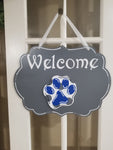 Interchangeable Base Plaque - Welcome - Grey with White Letters