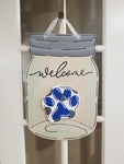 Interchangeable Base Mason Jar- Welcome- Cream with Black Letters