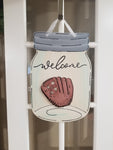 Interchangeable Base Mason Jar- Welcome- Cream with Black Letters