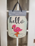 Interchangeable Base Mason Jar- Hello- Cream with Black Letters