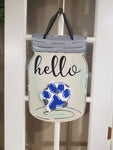 Interchangeable Base Mason Jar- Hello- Cream with Black Letters