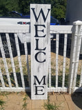 Interchangeable Base Porch Sign - White with Grey Distress and Black Letters