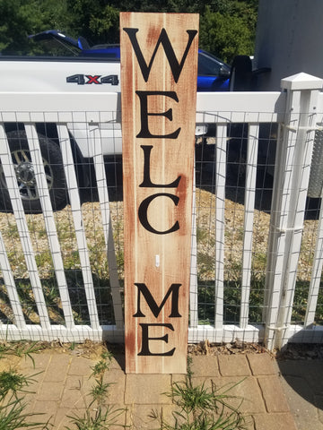 Interchangeable Base Porch Sign  - Cream with Brown Distress and Black Letters