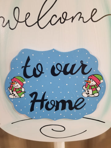 Premium Interchangeable Plaque Season Piece - to our home - Snowmen