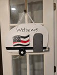 Interchangeable Base - Camper - White with black stripe - Welcome