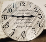 Clock - White with Grey distressing and Black Lettering - Love you