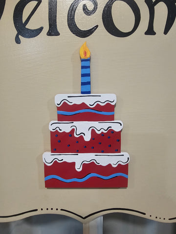 PREMIUM Interchangeable Season Piece - Birthday Cake - Red with Blue and white Icing