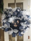 Interchangeable Wreath - White and Navy