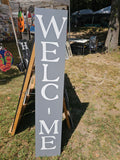 Interchangeable Base Porch Sign  - Grey with White Lettering