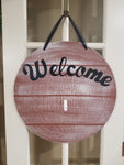 Interchangeable Base Circle - Welcome - Brown with White Distress and Black Letters