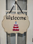 PREMIUM Interchangeable Season Piece - Birthday Cake - Red with Blue and white Icing