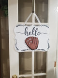 Interchangeable Base Plaque - Hello - White with Grey Letters