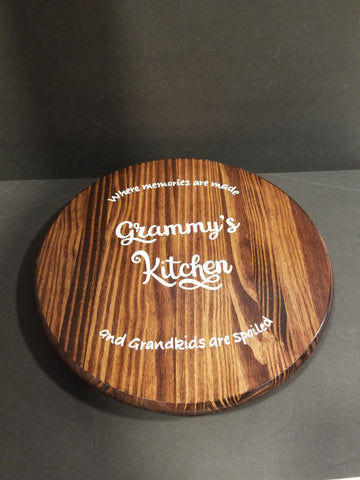 Footed Tray - Grammy's Kitchen - Red Mahoganey with White Letters