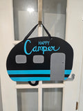 Interchangeable Base - Camper - Black with turquoise stripe - Happy Camper