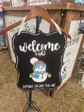 Interchangeable Base Plaque - Welcome ish - Black With White Letters