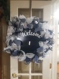 Interchangeable Wreath - White and Navy