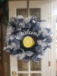 Interchangeable Wreath - White and Navy