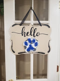 Interchangeable Base Plaque - Hello - Cream with Black Letters