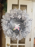 Interchangeable Wreath - White and Grey