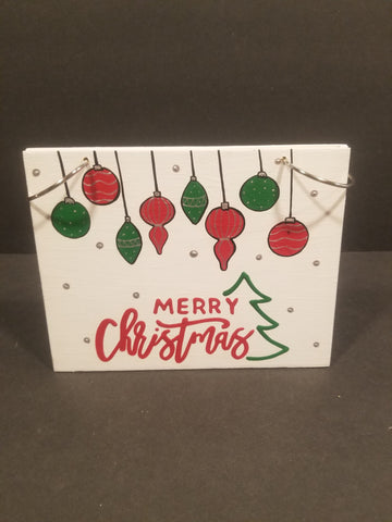 Photo/Card Keeper - White Merry Christmas Ornaments