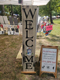 Interchangeable Base Porch Sign  - Cream with Black Distress and Black Letters