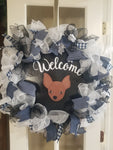 Interchangeable Wreath - White and Navy