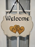 Interchangeable Season Piece - Mr. and Mrs. Hearts - Gold Hearts with gold Rings and Black lettering (Copy) (Copy)