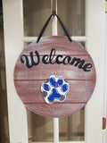 Interchangeable Base Circle - Welcome - Brown with White Distress and Black Letters