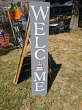 Interchangeable Base Porch Sign  - Grey with White Lettering