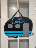 Interchangeable Base - Camper - Black with turquoise stripe - Happy Camper