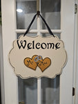 Interchangeable Season Piece - Mr. and Mrs. Hearts - Gold Hearts with Silver Rings and Black lettering (Copy)