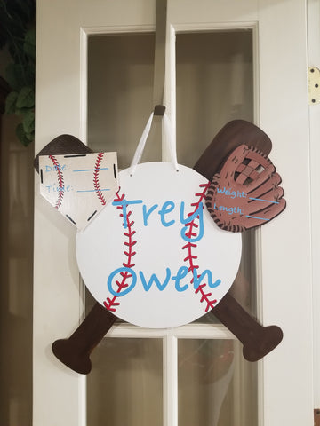 Baby Annoncement -  Baseball with Bats and Interchangeable Homeplate and Baseball Glove