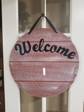 Interchangeable Base Circle - Welcome - Brown with White Distress and Black Letters