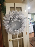 Interchangeable Wreath - White and Grey