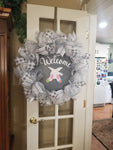 Interchangeable Wreath - White and Grey