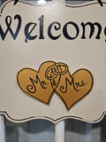Interchangeable Season Piece - Mr. and Mrs. Hearts - Gold Hearts with gold Rings and Black lettering (Copy) (Copy)