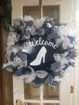 Interchangeable Wreath - White and Navy