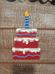 PREMIUM Interchangeable Season Piece - Birthday Cake - Red with Blue and white Icing