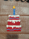 PREMIUM Interchangeable Season Piece - Birthday Cake - Red with Blue and white Icing